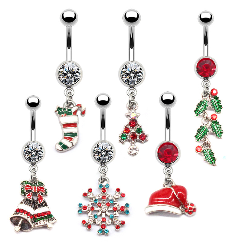 Body Jewelry Factory - سلسلة عيد الميلاد خاتم السرة للنساء