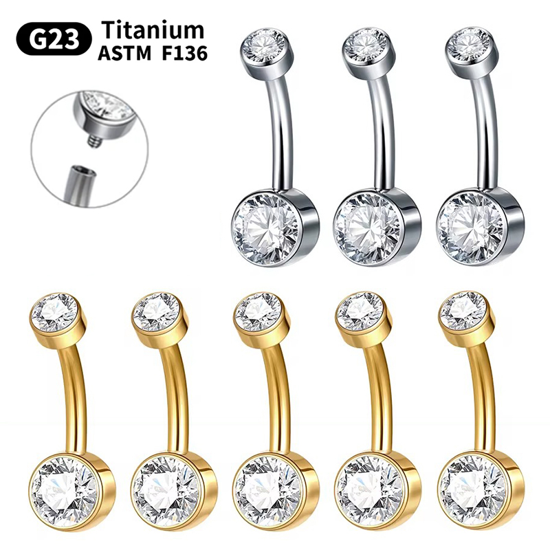 Belly Bar Titanium - 5/10 قطعة التيتانيوم البطن خاتم على