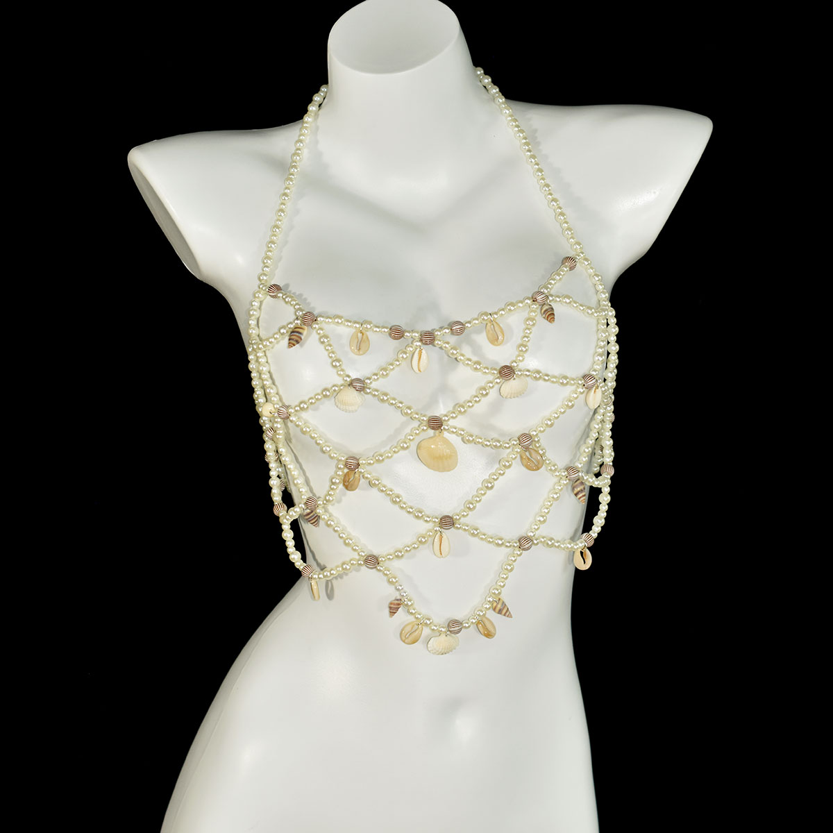 موضة تقليد اللؤلؤ الصدرية تنور - مراجعة Body Jewelry Bra وسعره