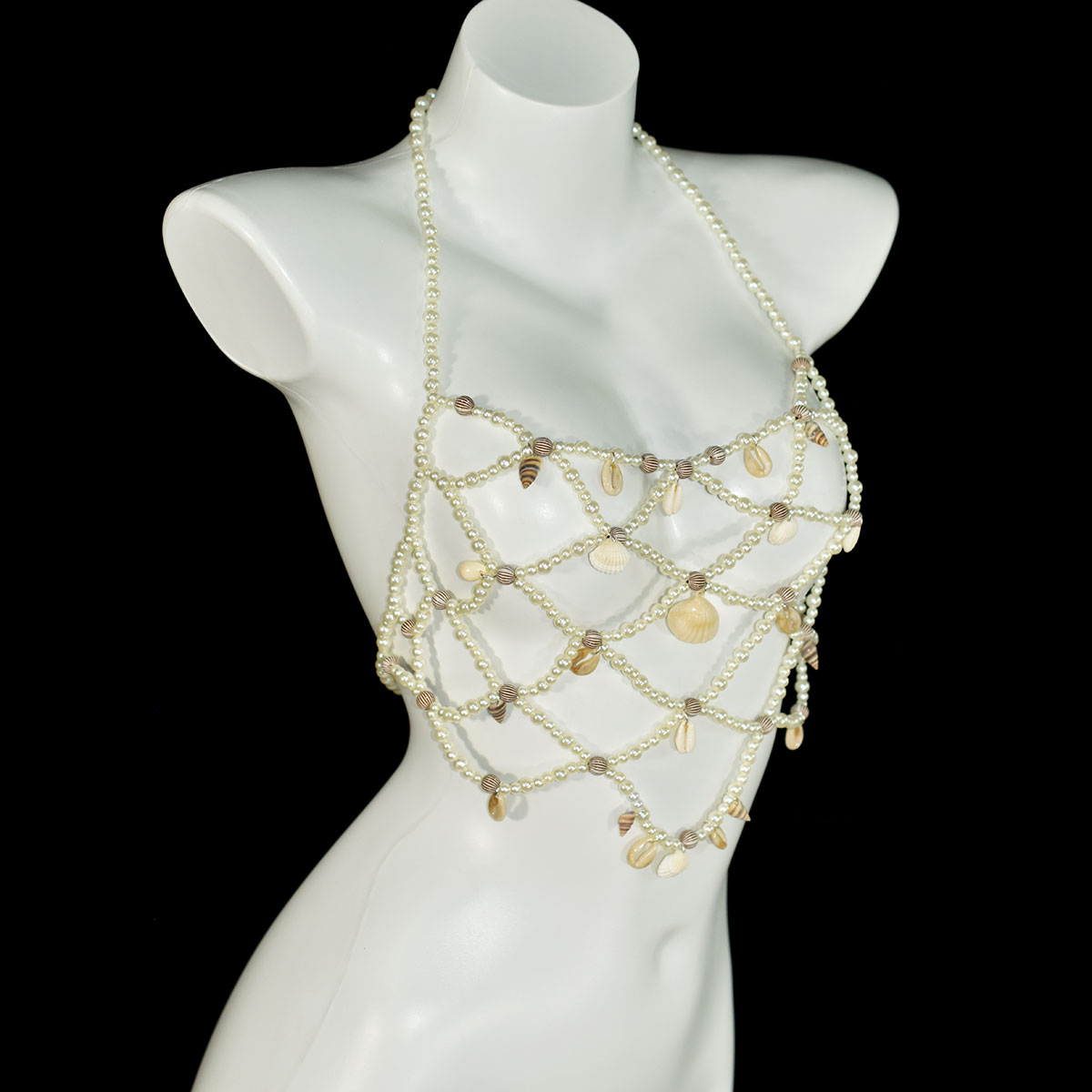 موضة تقليد اللؤلؤ الصدرية تنور - مراجعة Body Jewelry Bra وسعره