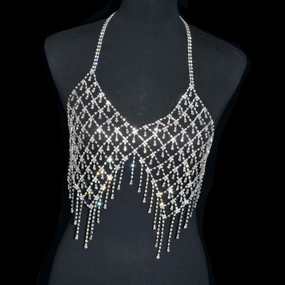 سلسلة جسم من حجر الراين اللامع - مراجعة Body Jewelry Bra وسعره