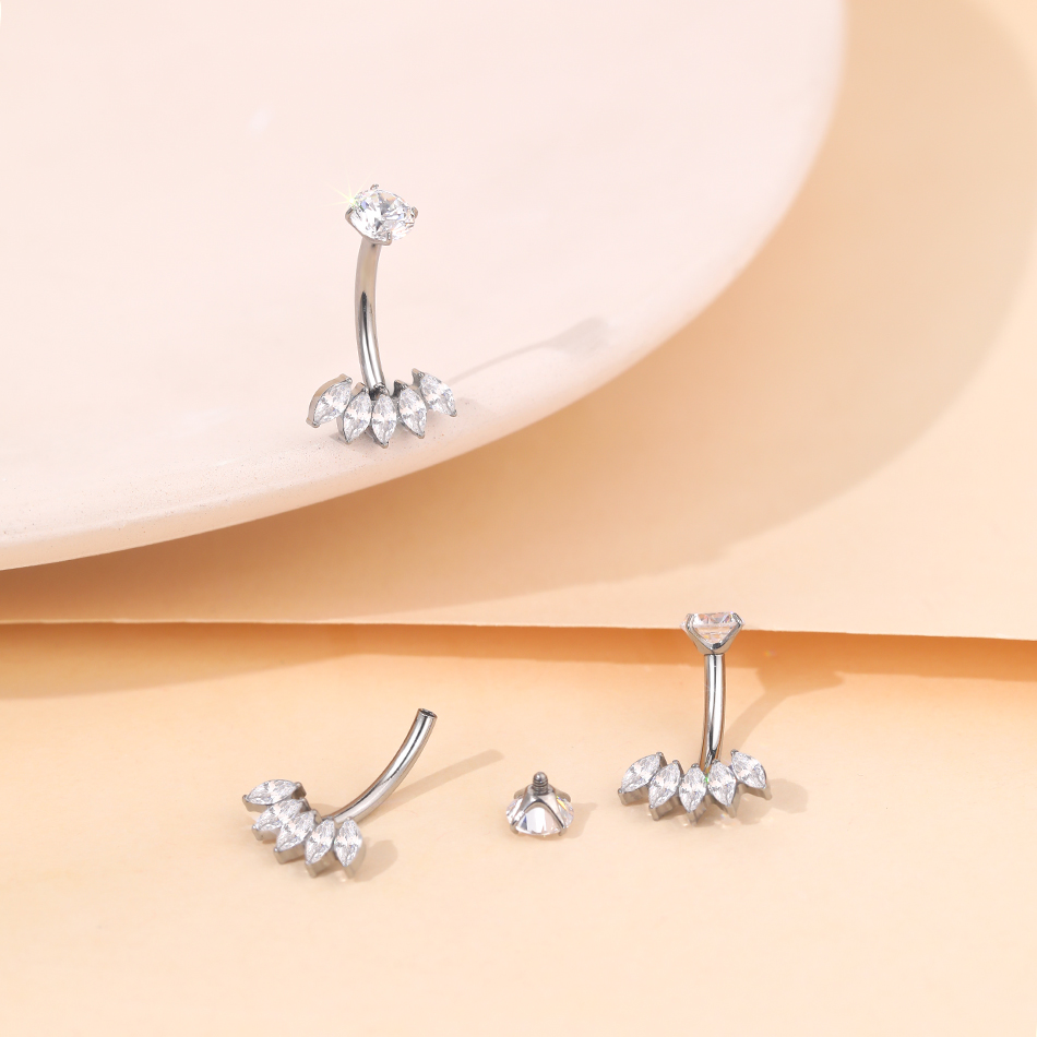 1 قطعة التيتانيوم الزركون البط - مراجعة Belly Bar Titanium وسعره