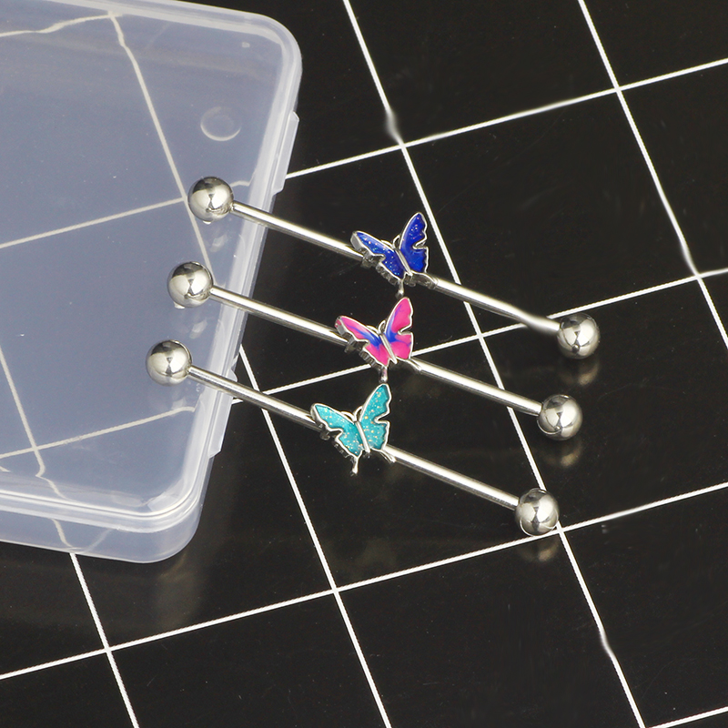 أقراط صناعية على شكل فراشة بثل - مراجعة Body Jewelry Factory وسعره