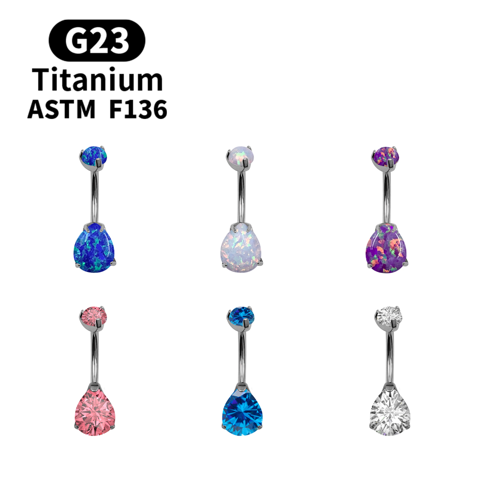 حلقة ثقب السرة 14G مع حجر أوبا - مراجعة Belly Bar Titanium وسعره