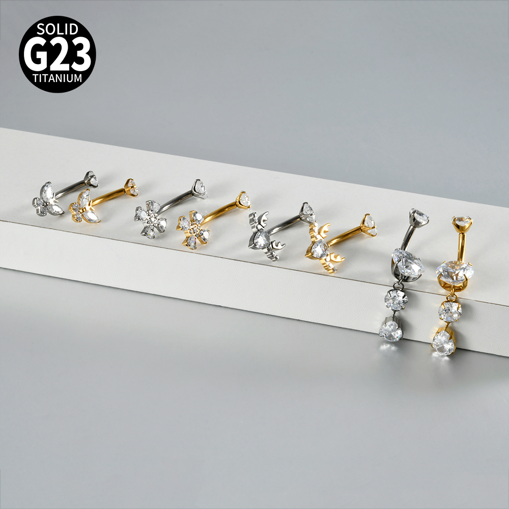 1 قطعة زهرة التيتانيوم/فراشة م - مراجعة Belly Bar Titanium وسعره