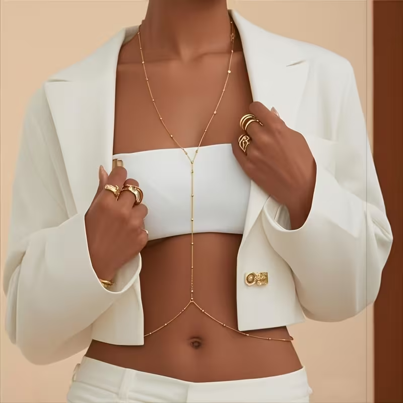 سلسلة خرز بسيطة أنيقة للنساء،  - مراجعة Body Jewelry Bra وسعره