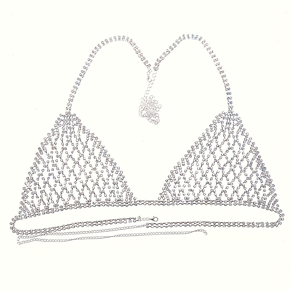 شخصية تألق فضي حجر الراين الجس - مراجعة Body Jewelry Bra وسعره