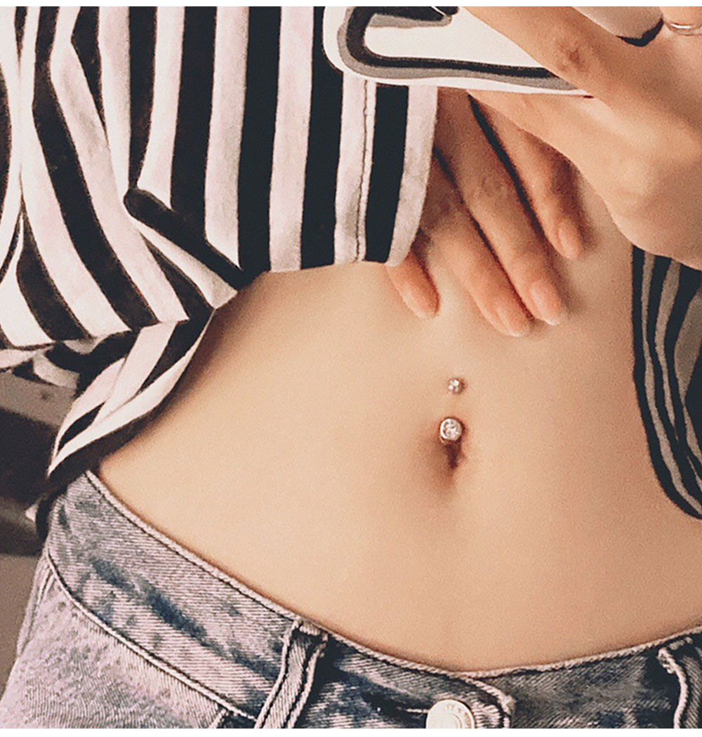 مزدوجة جوهرة البطن زر خواتم ال - مراجعة Belly Bar Titanium وسعره